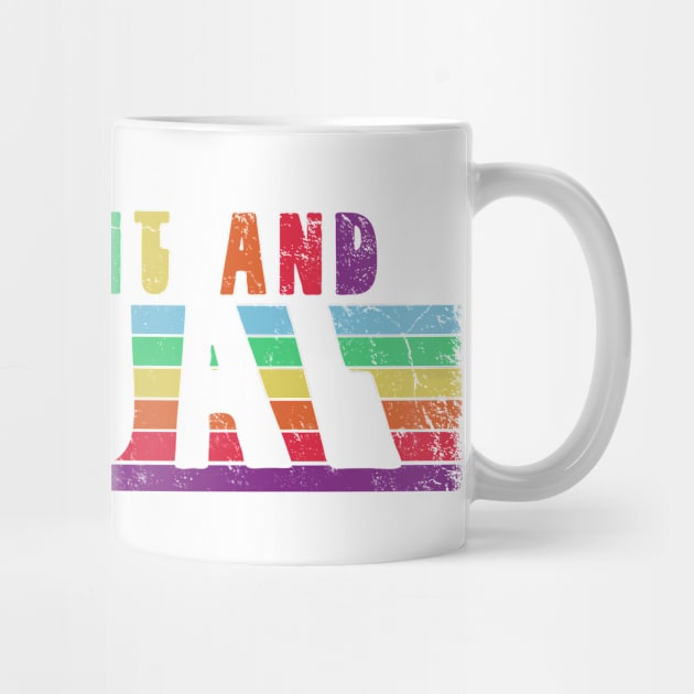 DIFFERENT AND EQUAL Retro Rainbow Stripes Equality by Jitterfly